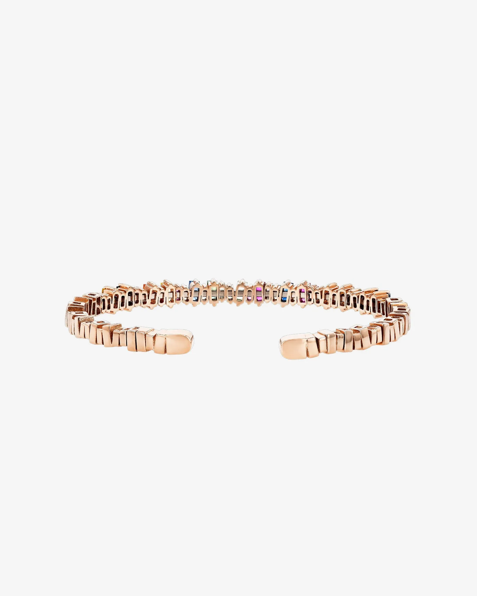Bold Rainbow Sapphire & Diamond Baguette Bangle
