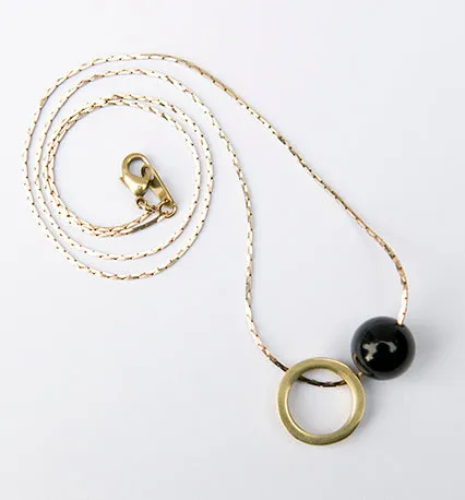 Brass Circle & Onyx Necklace | by brass bold