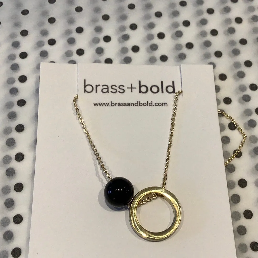 Brass Circle & Onyx Necklace | by brass bold