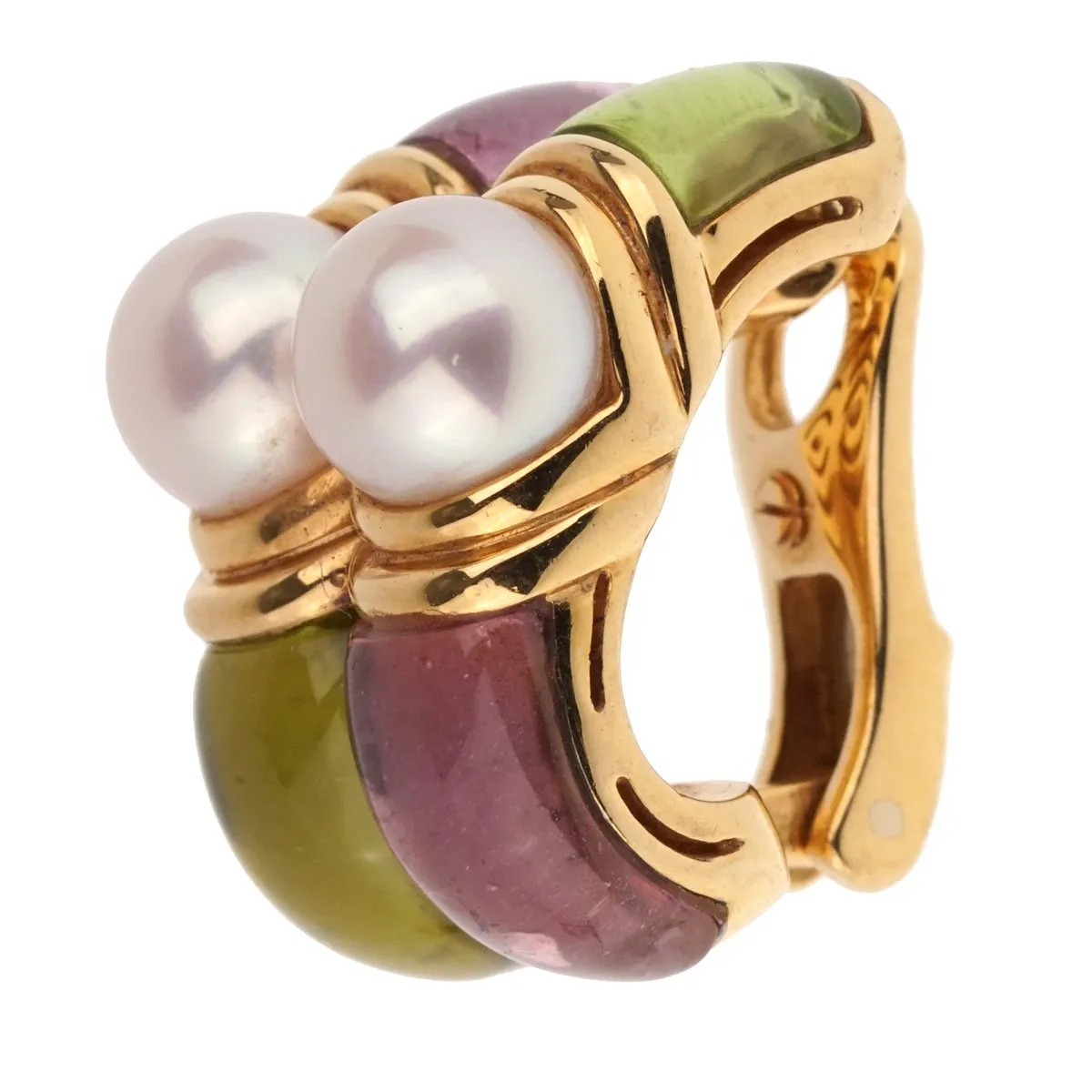Bulgari Amethyst Peridot Yellow Gold Hoop Earrings