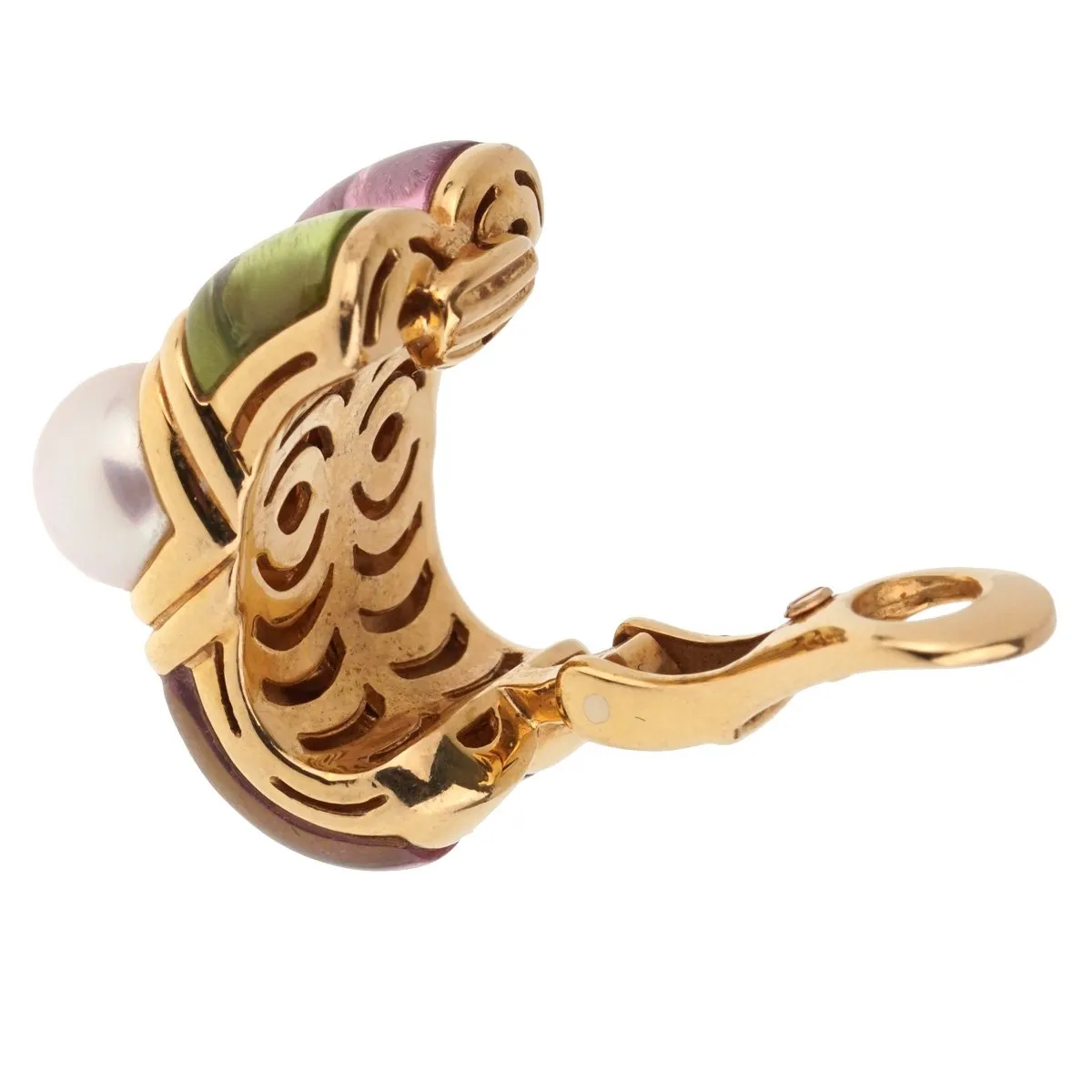 Bulgari Amethyst Peridot Yellow Gold Hoop Earrings
