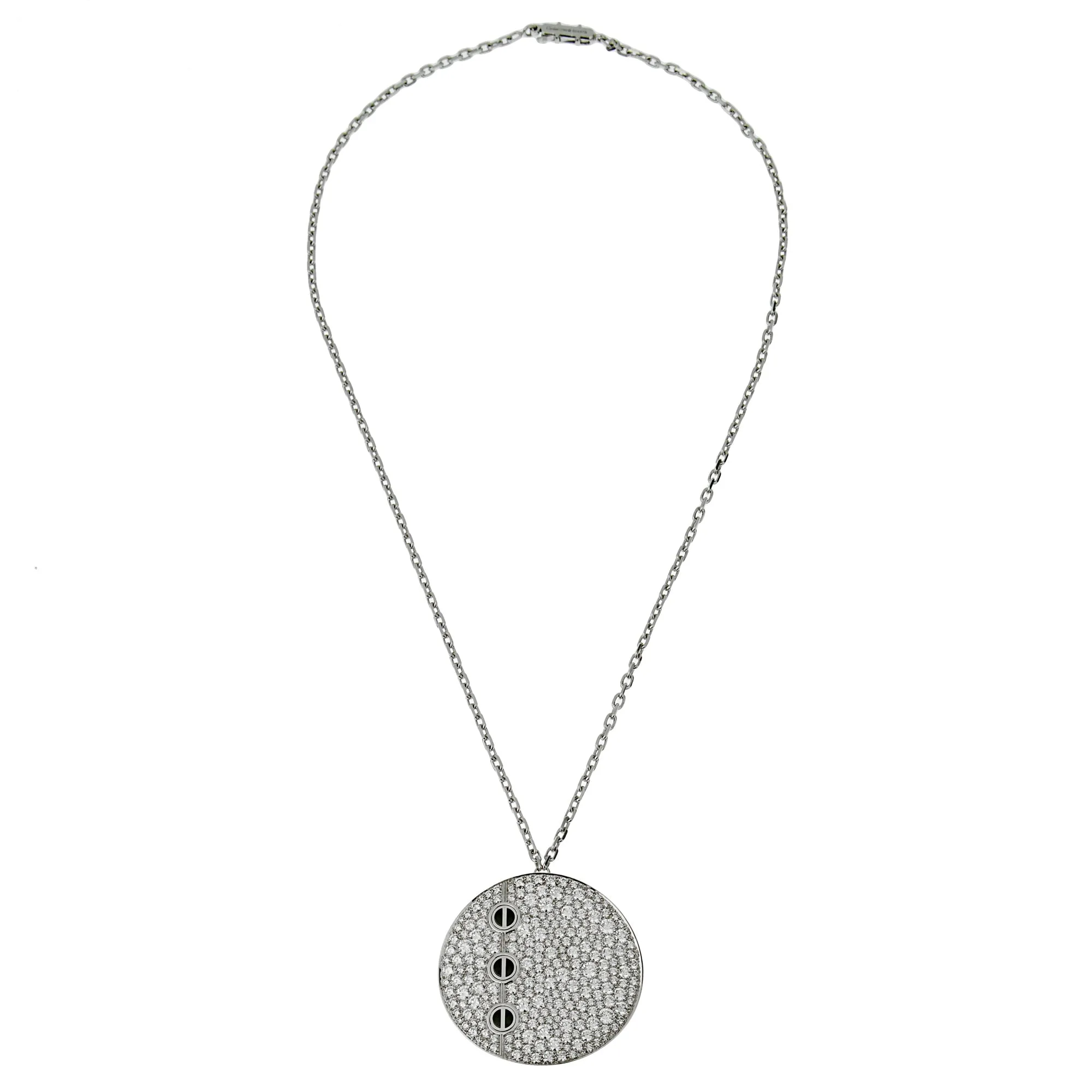 Cartier Love Ceramic Diamond Pendant White Gold Necklace