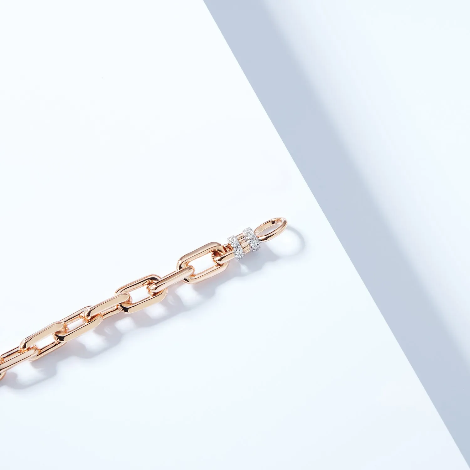 CLIVE 18K GOLD CHAIN LINK CHOKER WITH DIAMOND LOBSTER CLASP