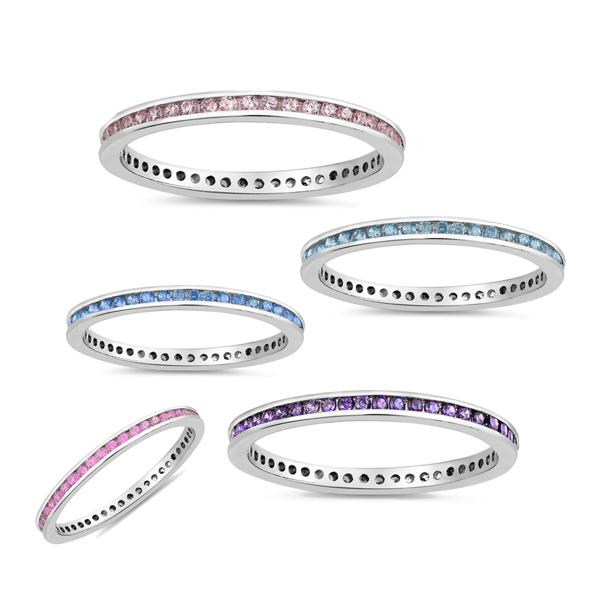 Colorful CZ Micro Eternity Sterling Toe Ring