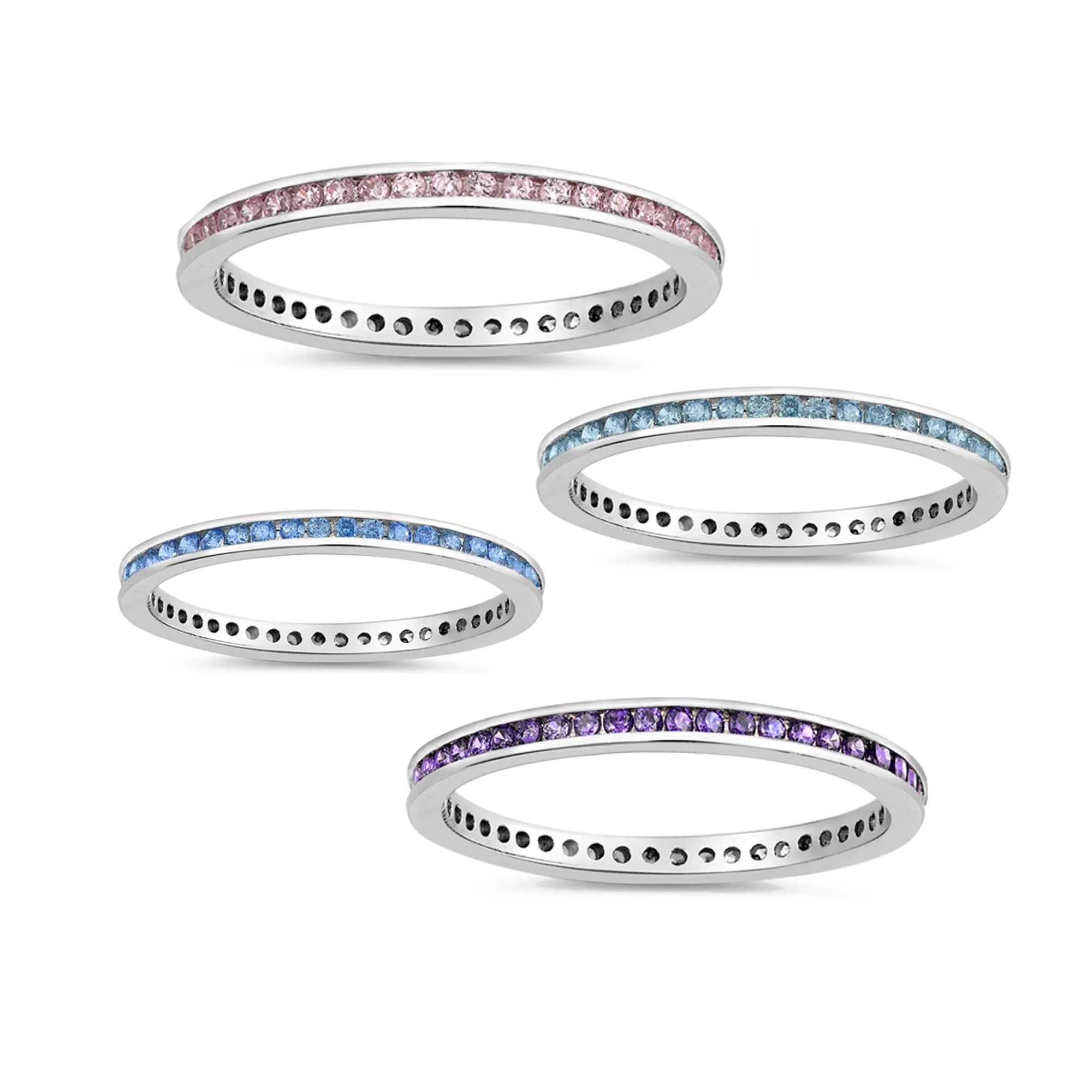 Colorful CZ Micro Eternity Sterling Toe Ring