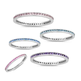 Colorful CZ Micro Eternity Sterling Toe Ring
