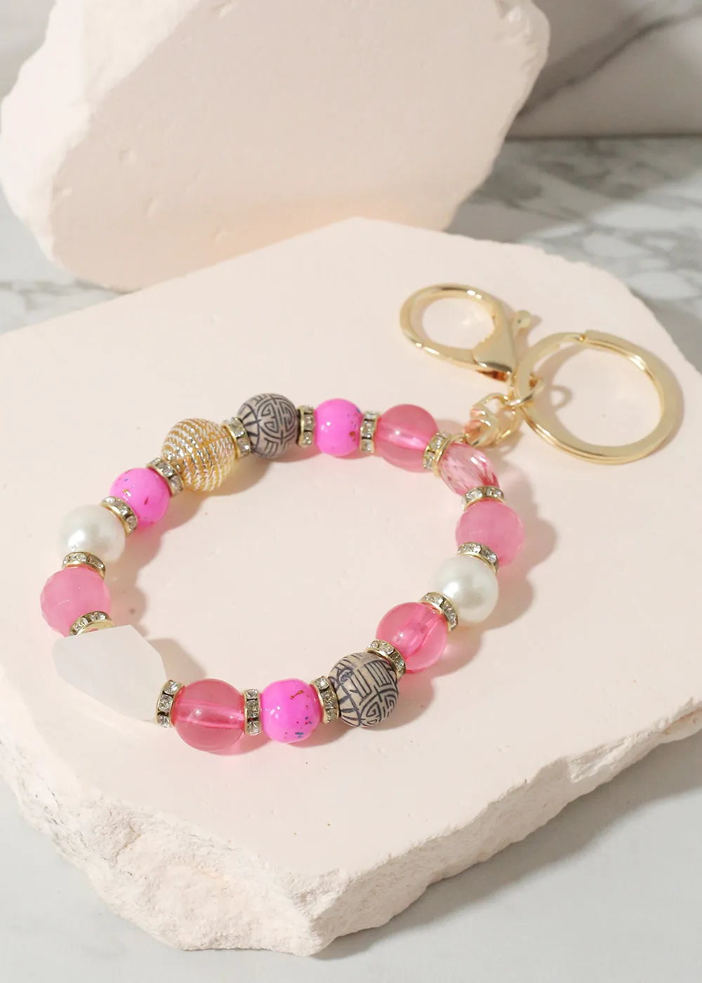 Colorful Stone Keychain Bracelet