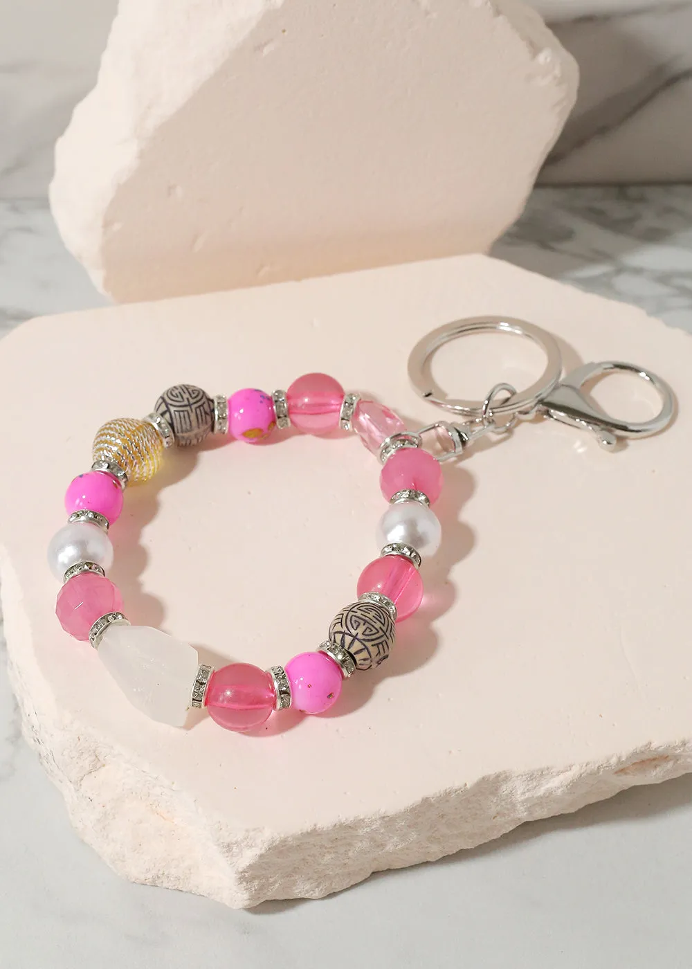 Colorful Stone Keychain Bracelet