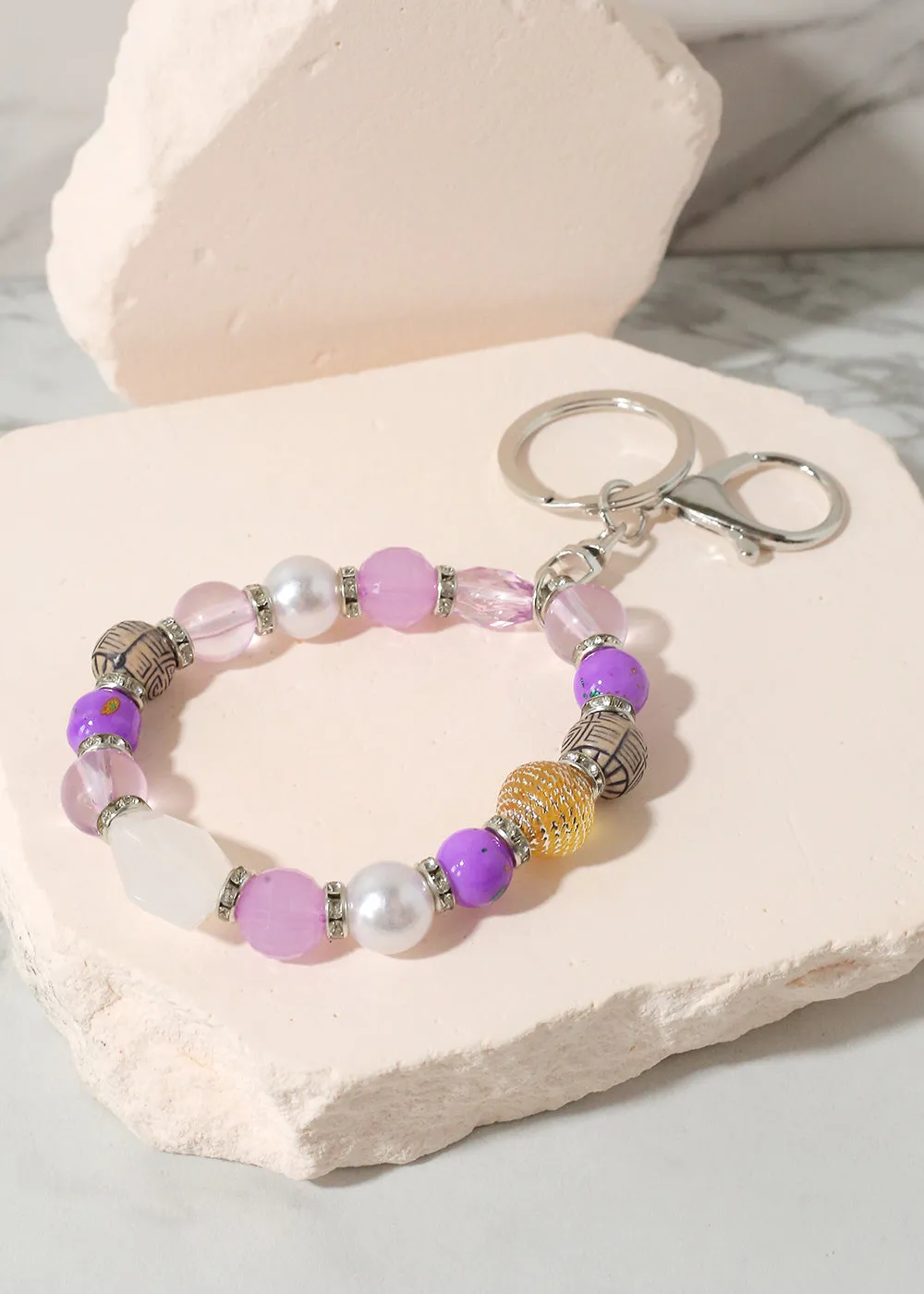 Colorful Stone Keychain Bracelet