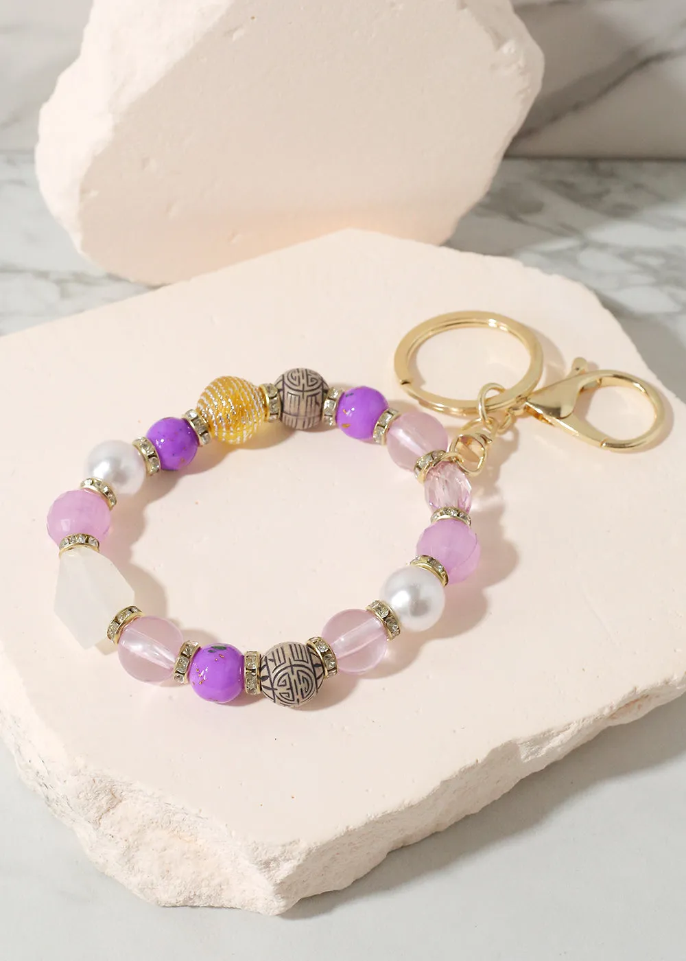Colorful Stone Keychain Bracelet