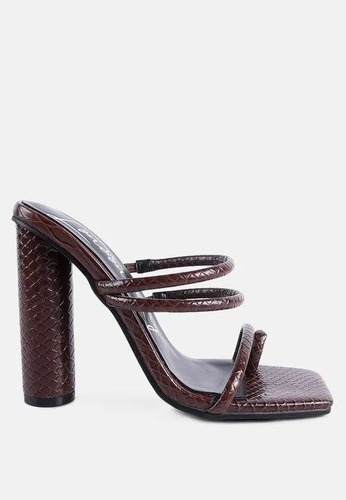 dandelion high block heeled croc sandals