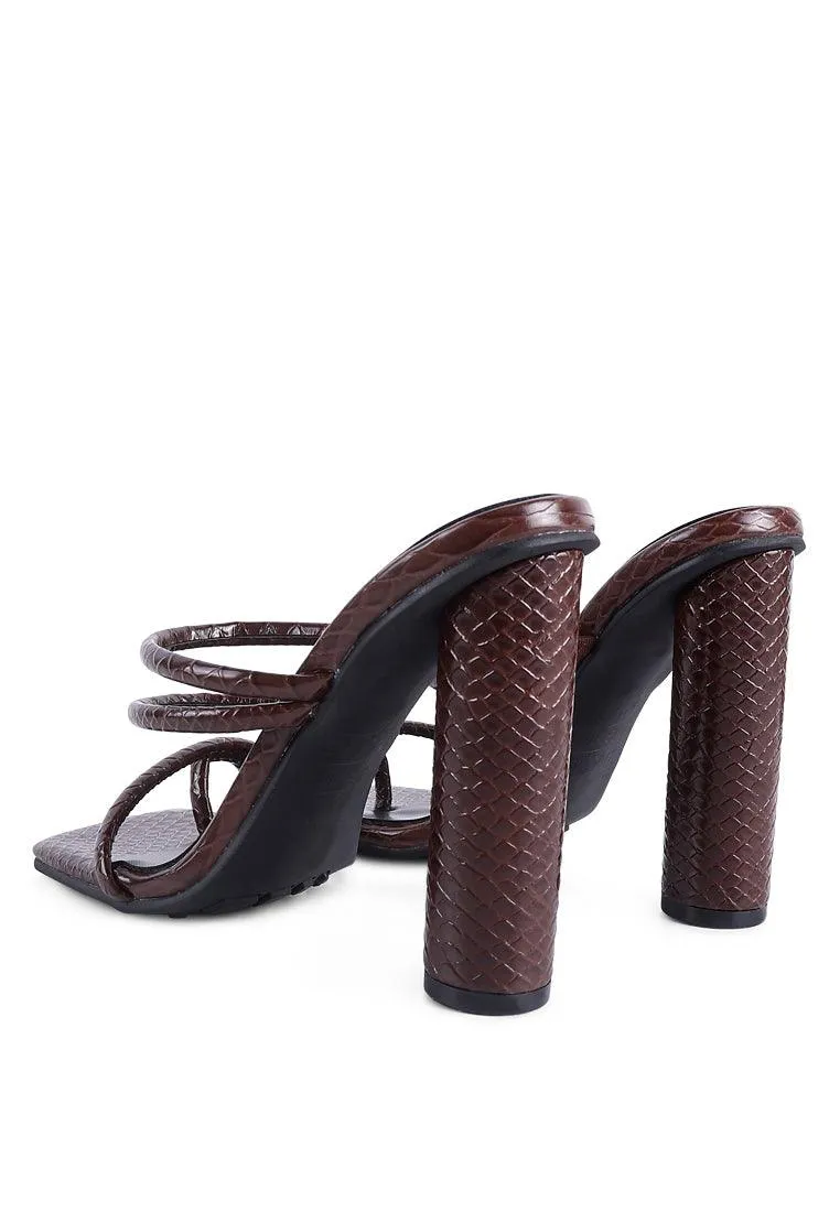 dandelion high block heeled croc sandals