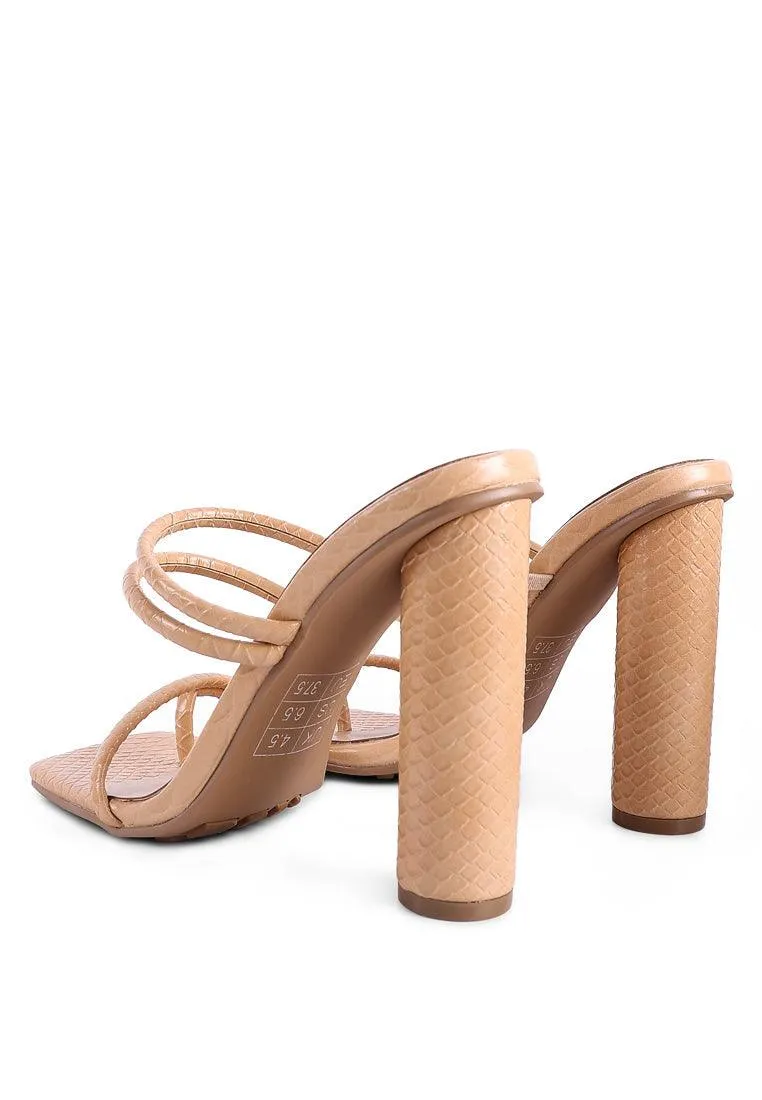 dandelion high block heeled croc sandals