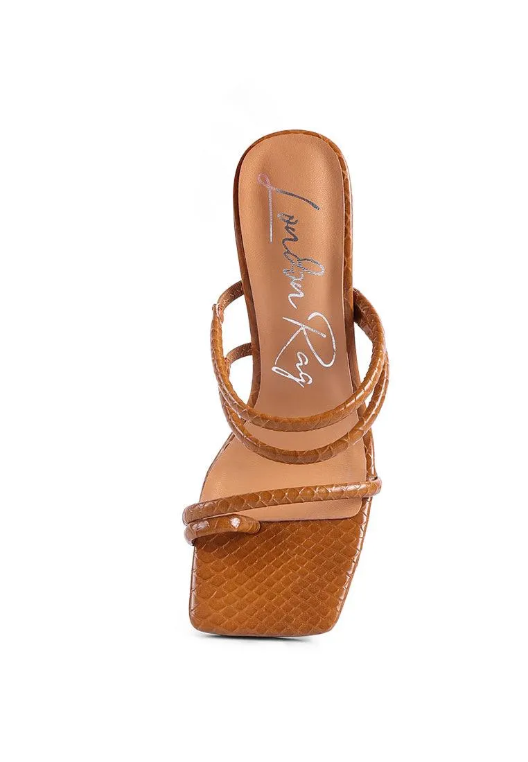 dandelion high block heeled croc sandals