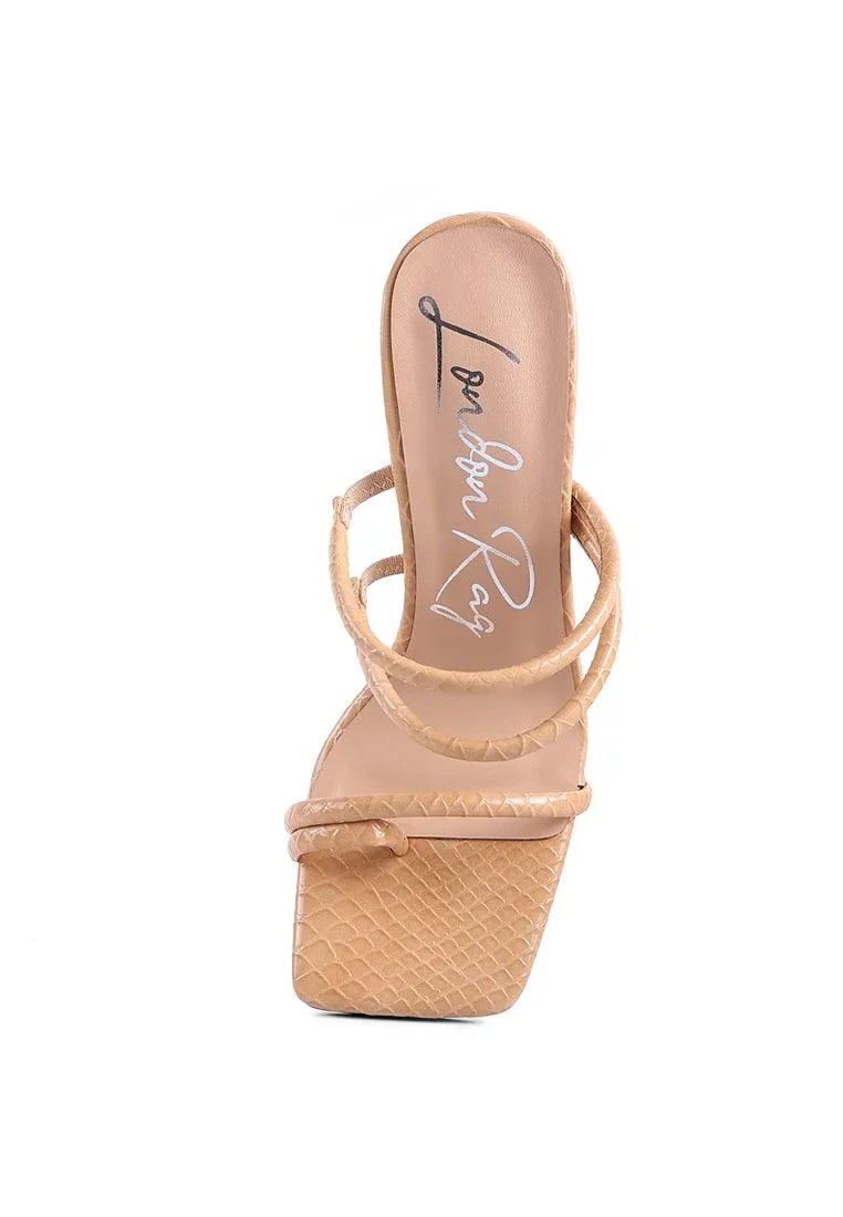 dandelion high block heeled croc sandals