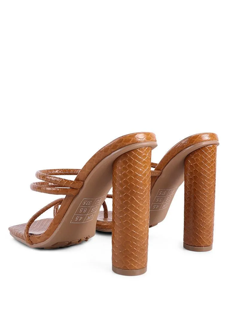 dandelion high block heeled croc sandals