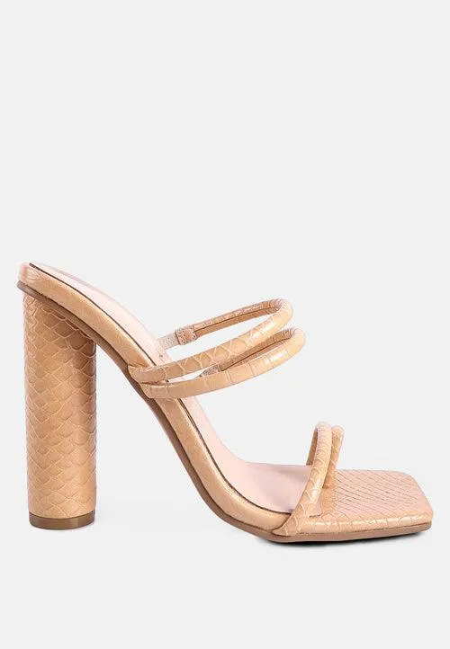dandelion high block heeled croc sandals