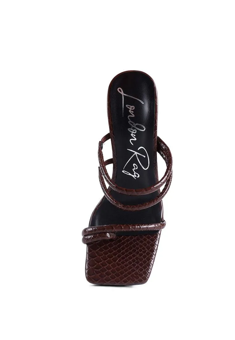 dandelion high block heeled croc sandals