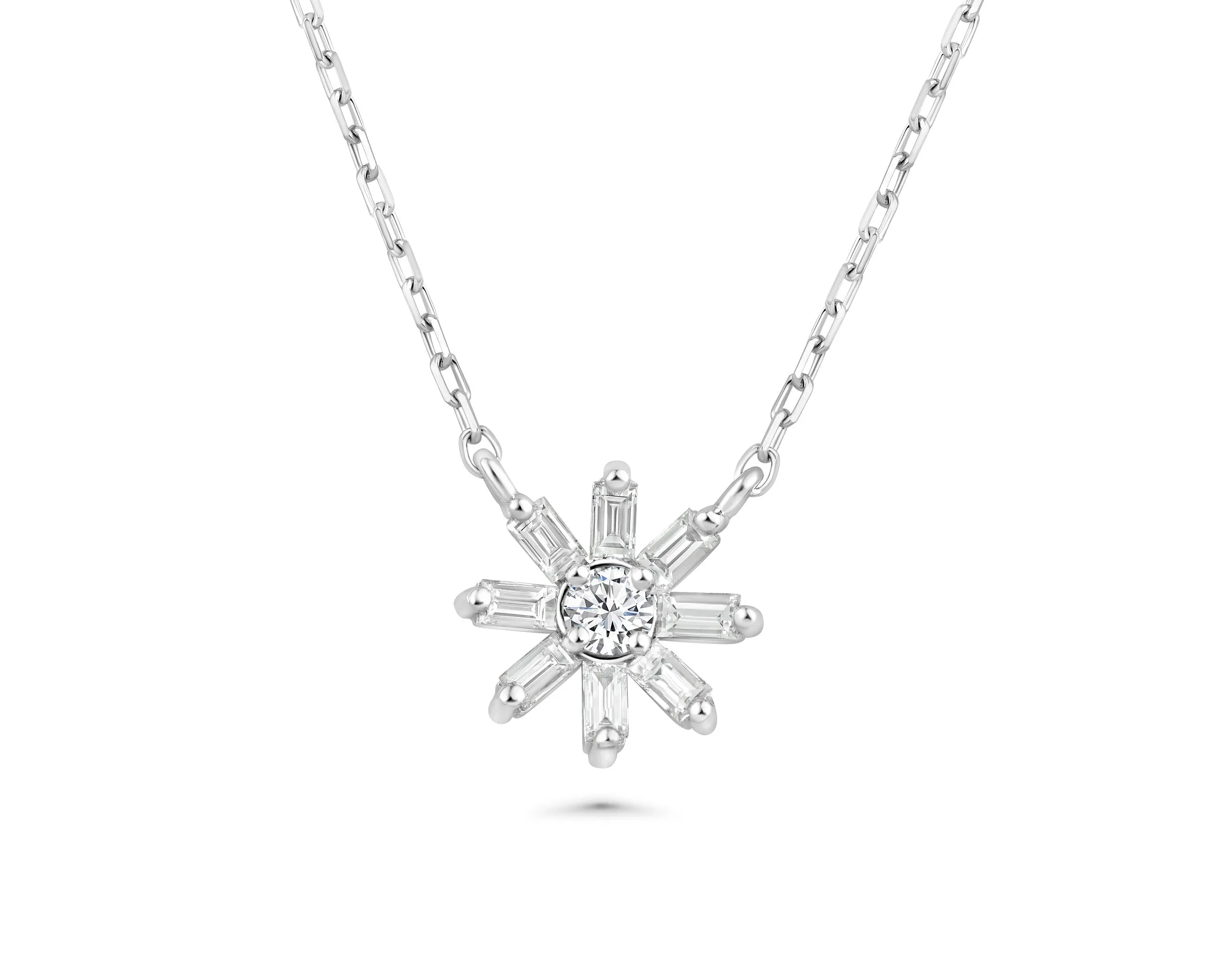 Diamond Baguette Necklace and Earrings