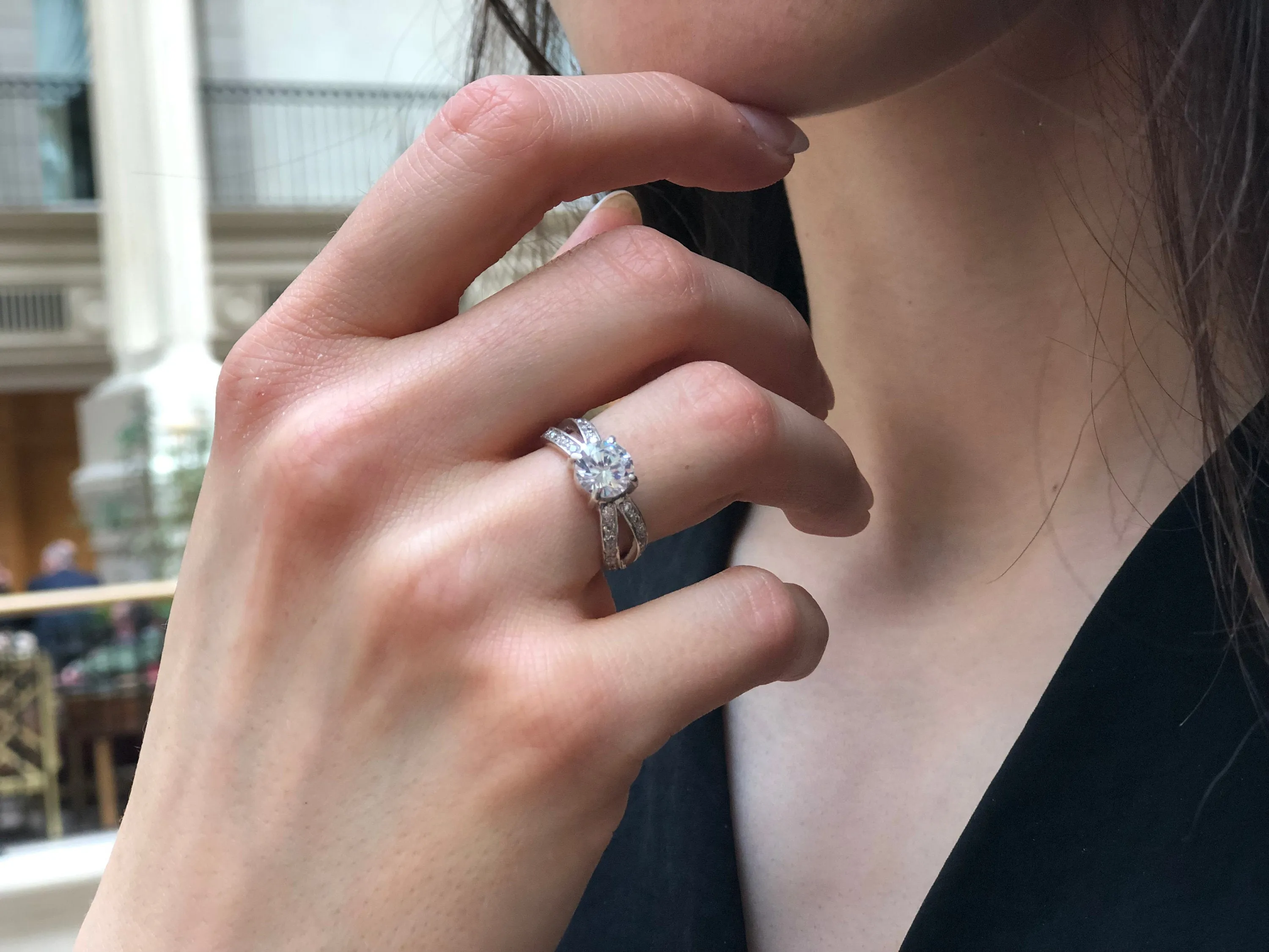 Diamond Engagement Ring - Sparkly Promise Ring - Vintage Split Shank Ring