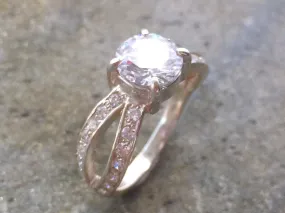 Diamond Engagement Ring - Sparkly Promise Ring - Vintage Split Shank Ring