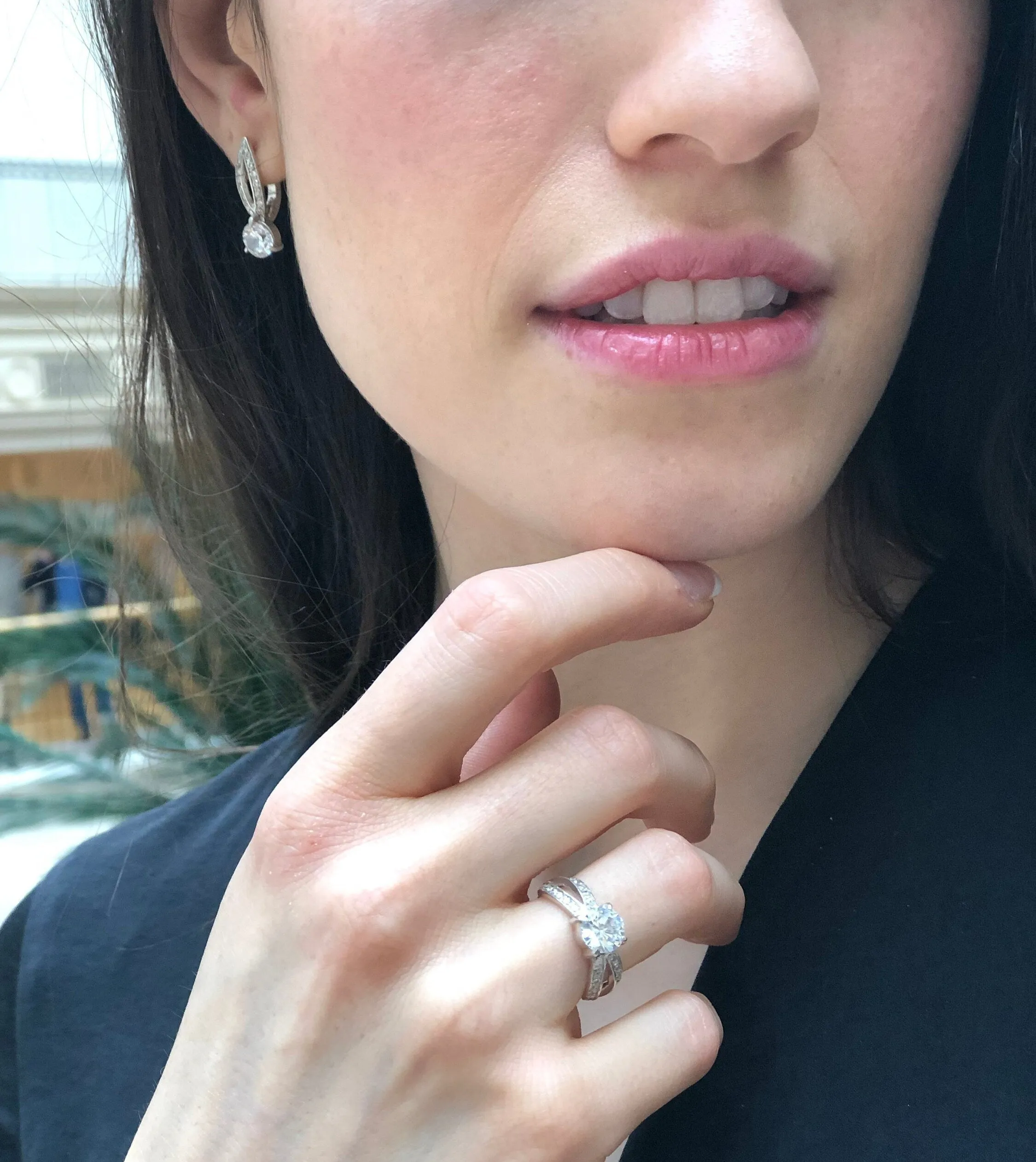 Diamond Engagement Ring - Sparkly Promise Ring - Vintage Split Shank Ring