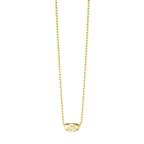 Diamond Gold Pill on Ball Chain Necklace