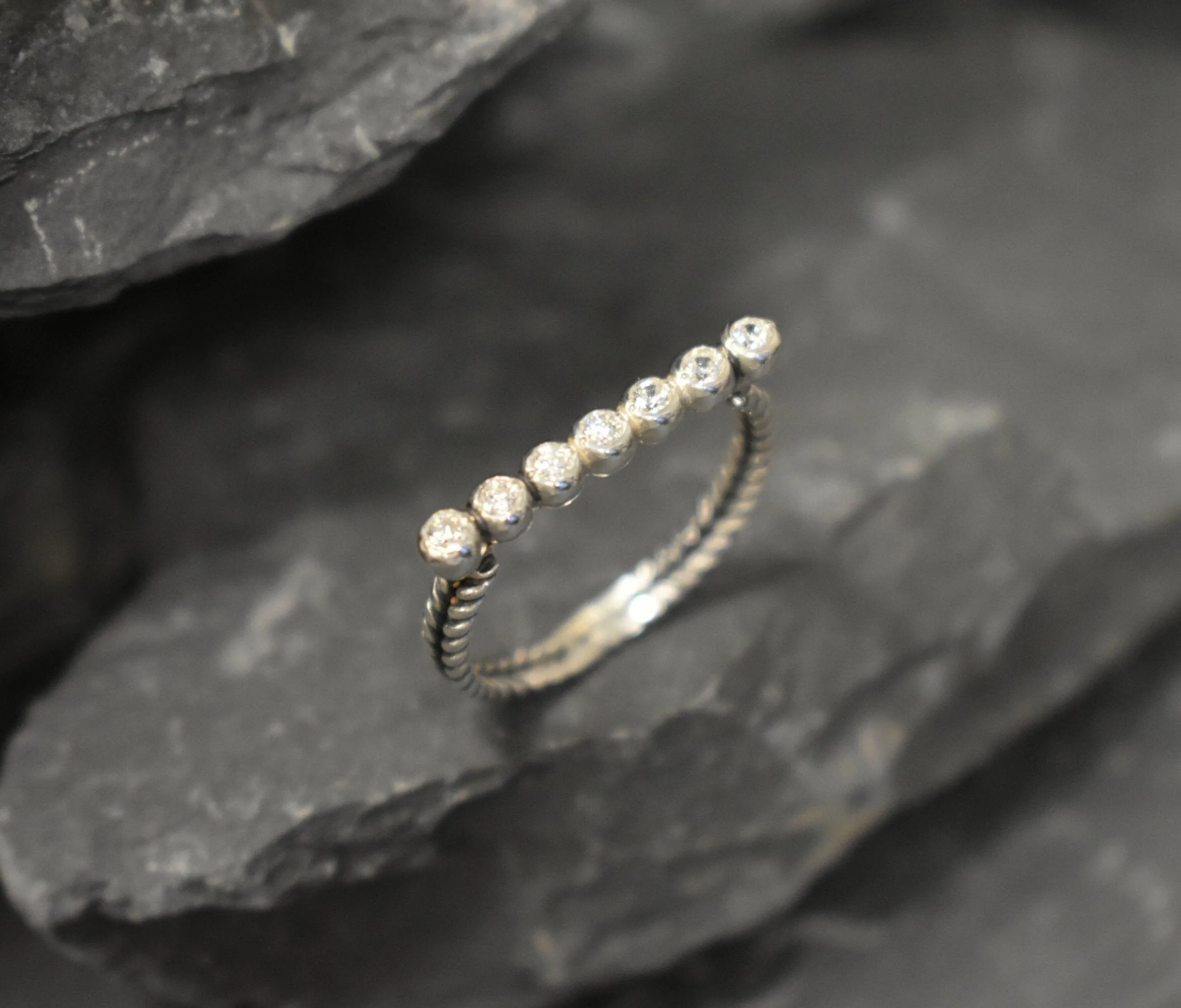 Diamond Line Ring - Sparkly Bar Ring - Rope Bubble Ring