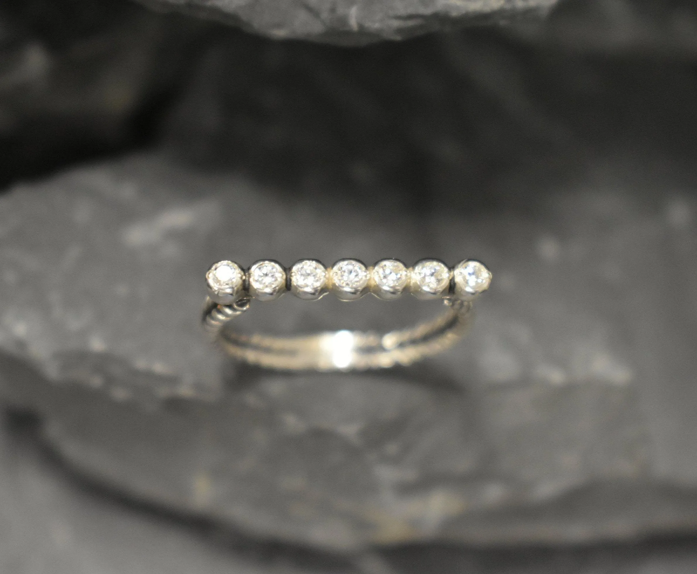 Diamond Line Ring - Sparkly Bar Ring - Rope Bubble Ring