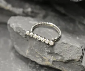 Diamond Line Ring - Sparkly Bar Ring - Rope Bubble Ring