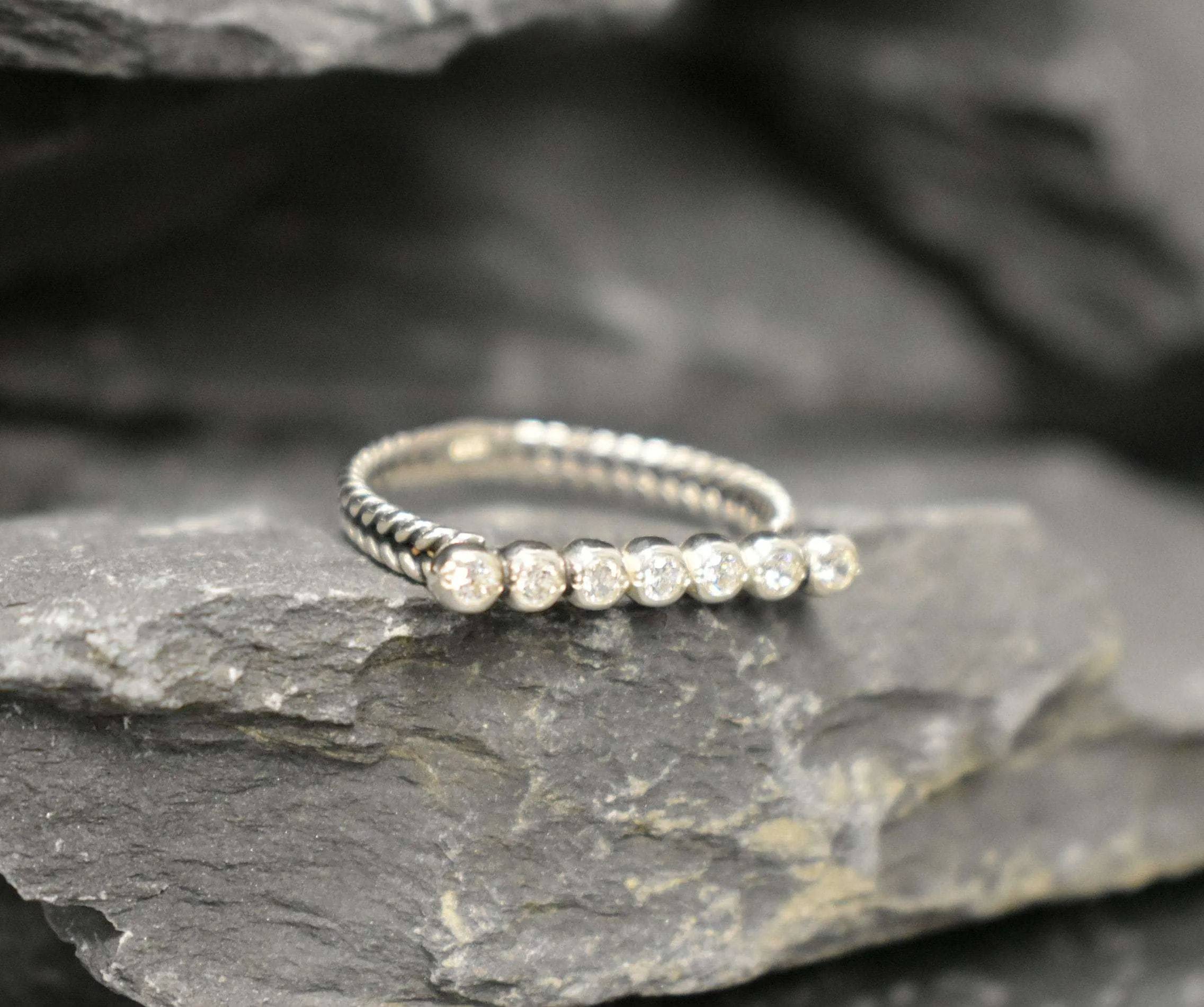 Diamond Line Ring - Sparkly Bar Ring - Rope Bubble Ring
