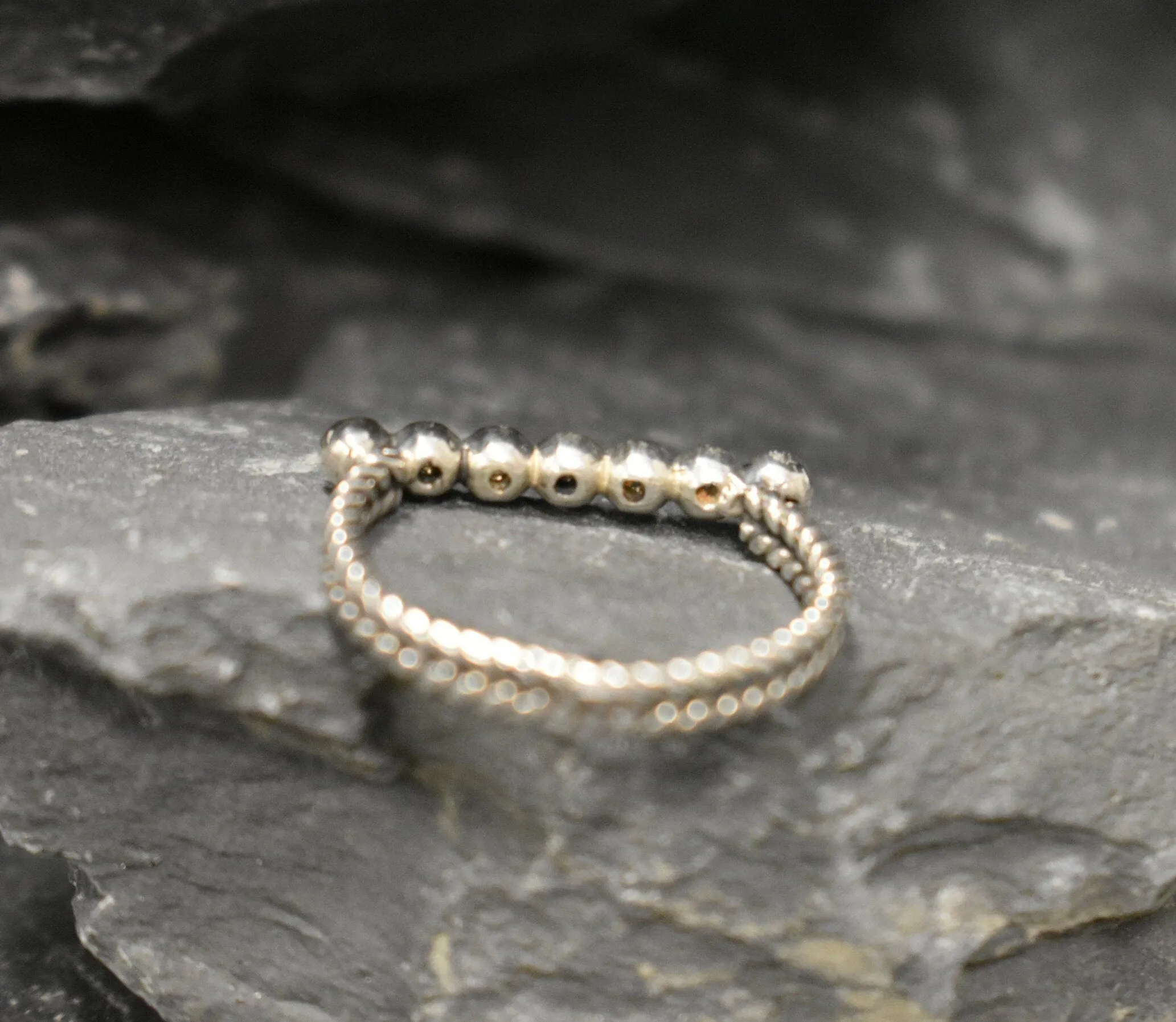 Diamond Line Ring - Sparkly Bar Ring - Rope Bubble Ring