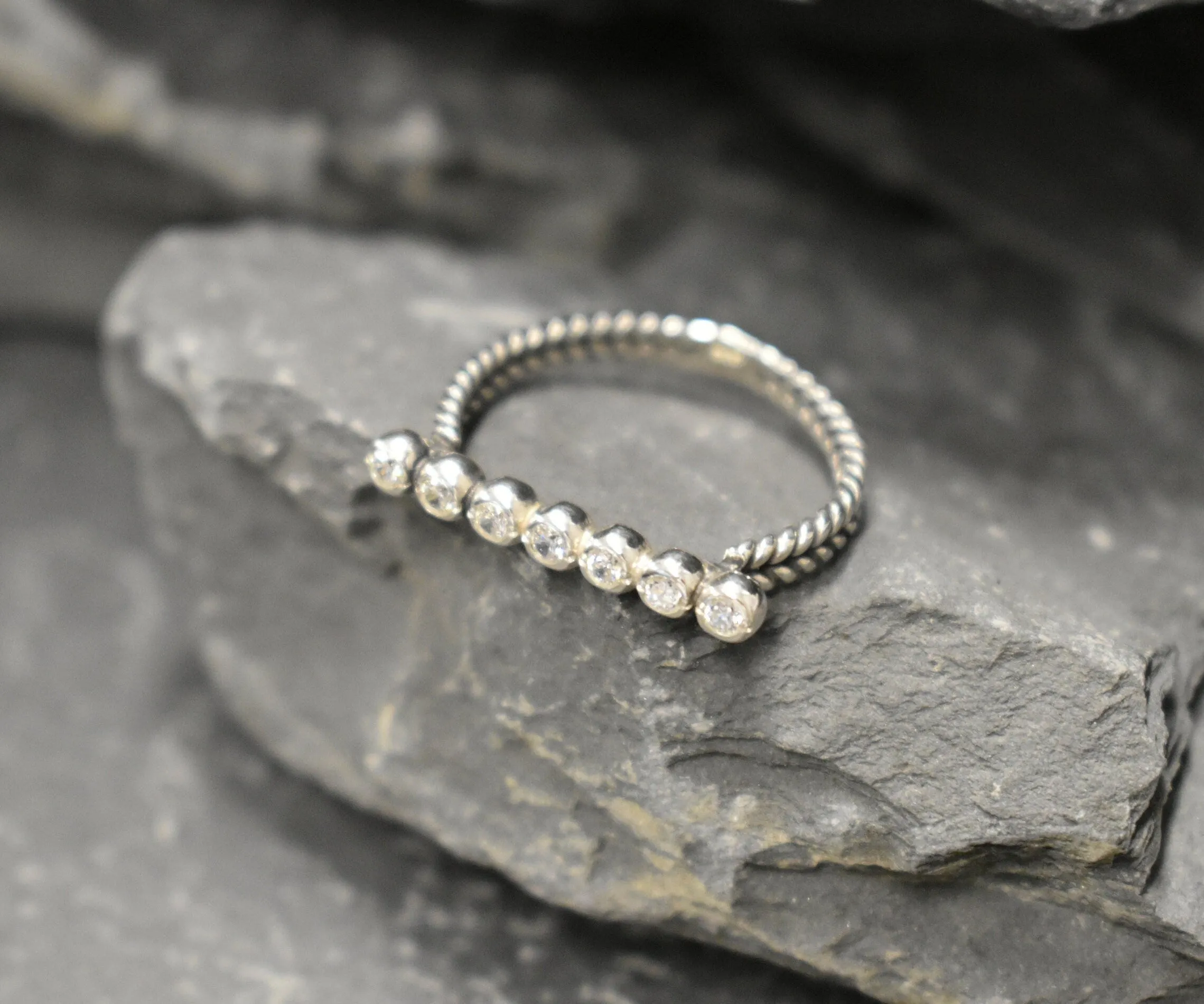 Diamond Line Ring - Sparkly Bar Ring - Rope Bubble Ring