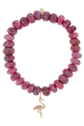 Flamingo Red Moonstone Charm Bracelet