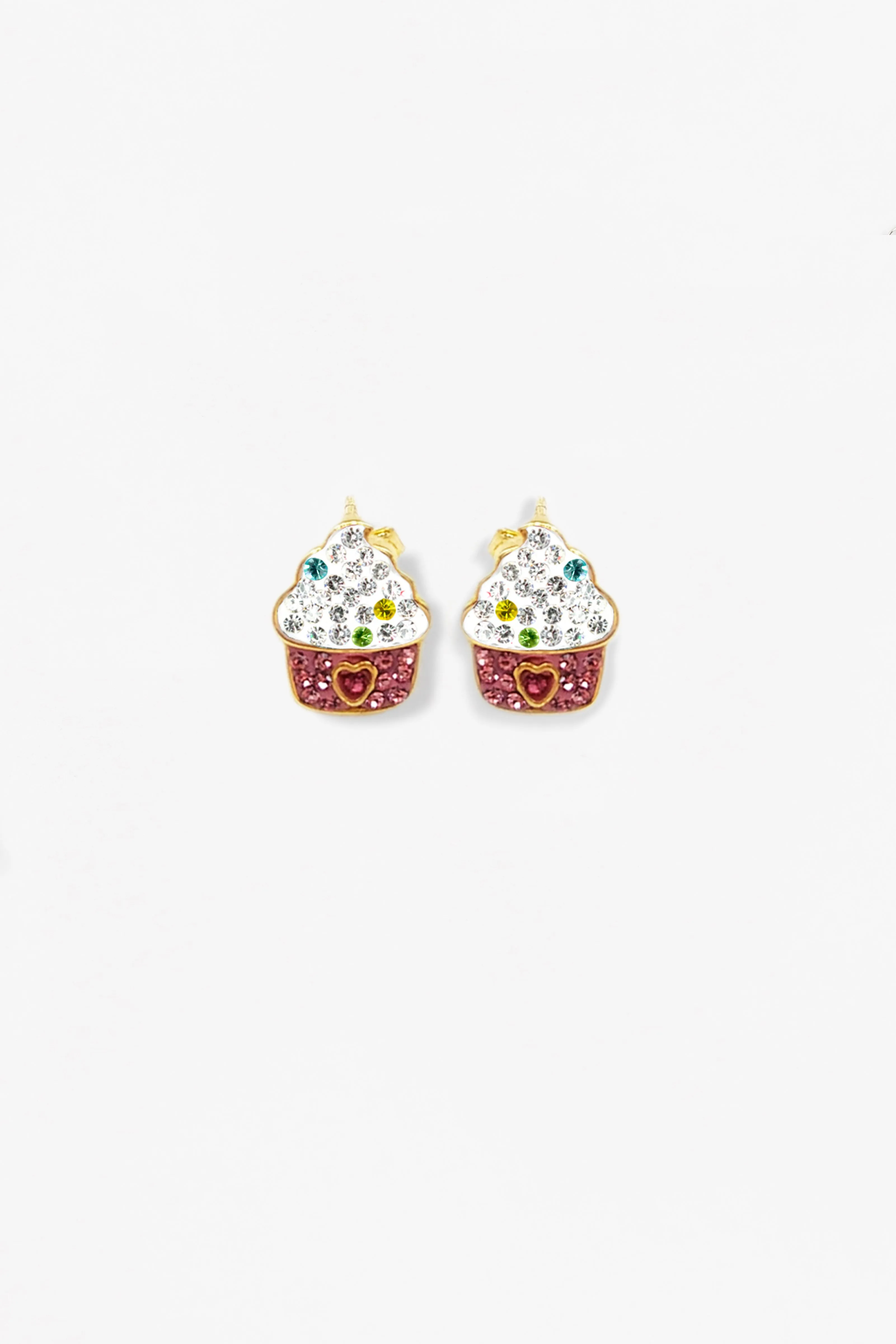 Frozen Yogurt Crystal Gold Plated Stud Earrings