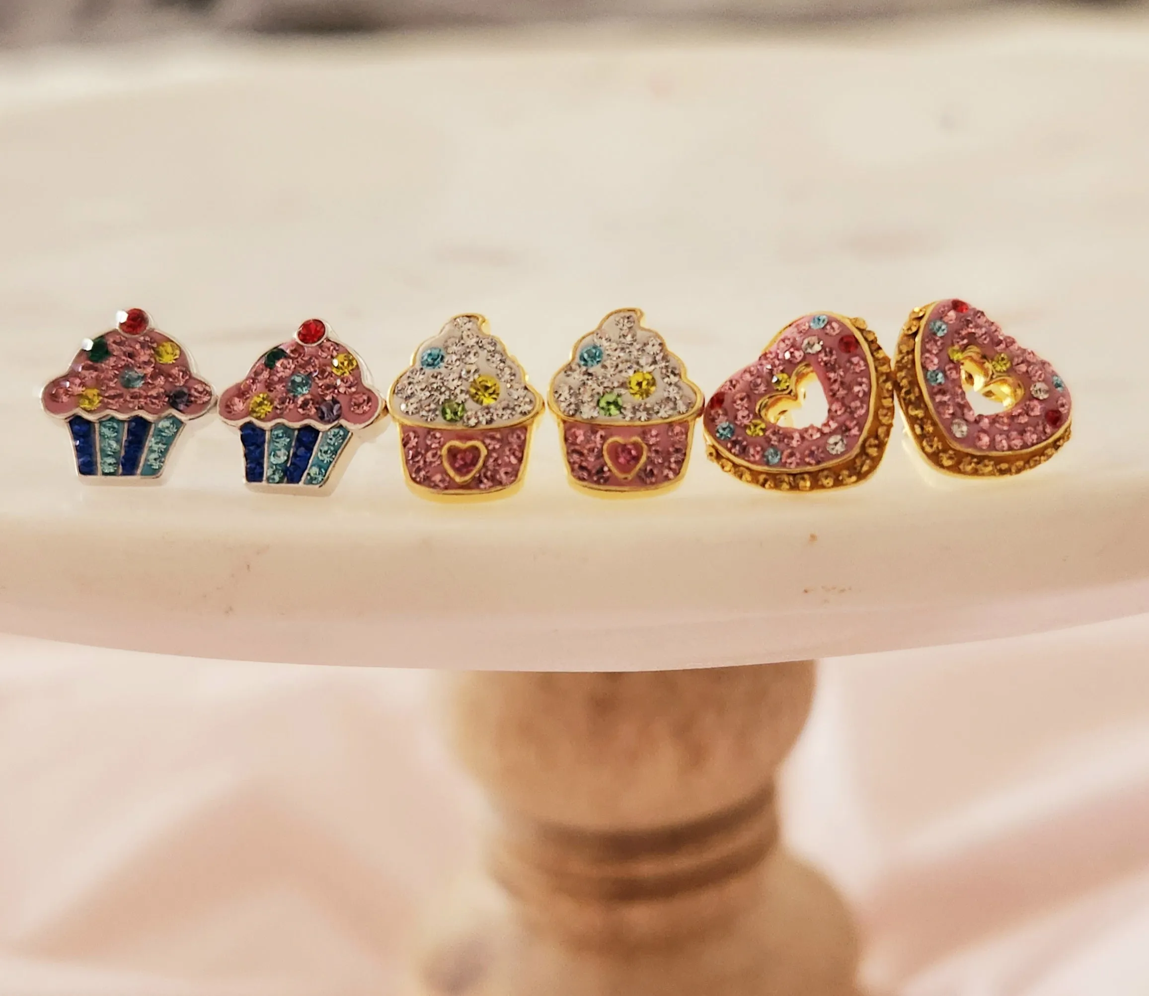 Frozen Yogurt Crystal Gold Plated Stud Earrings
