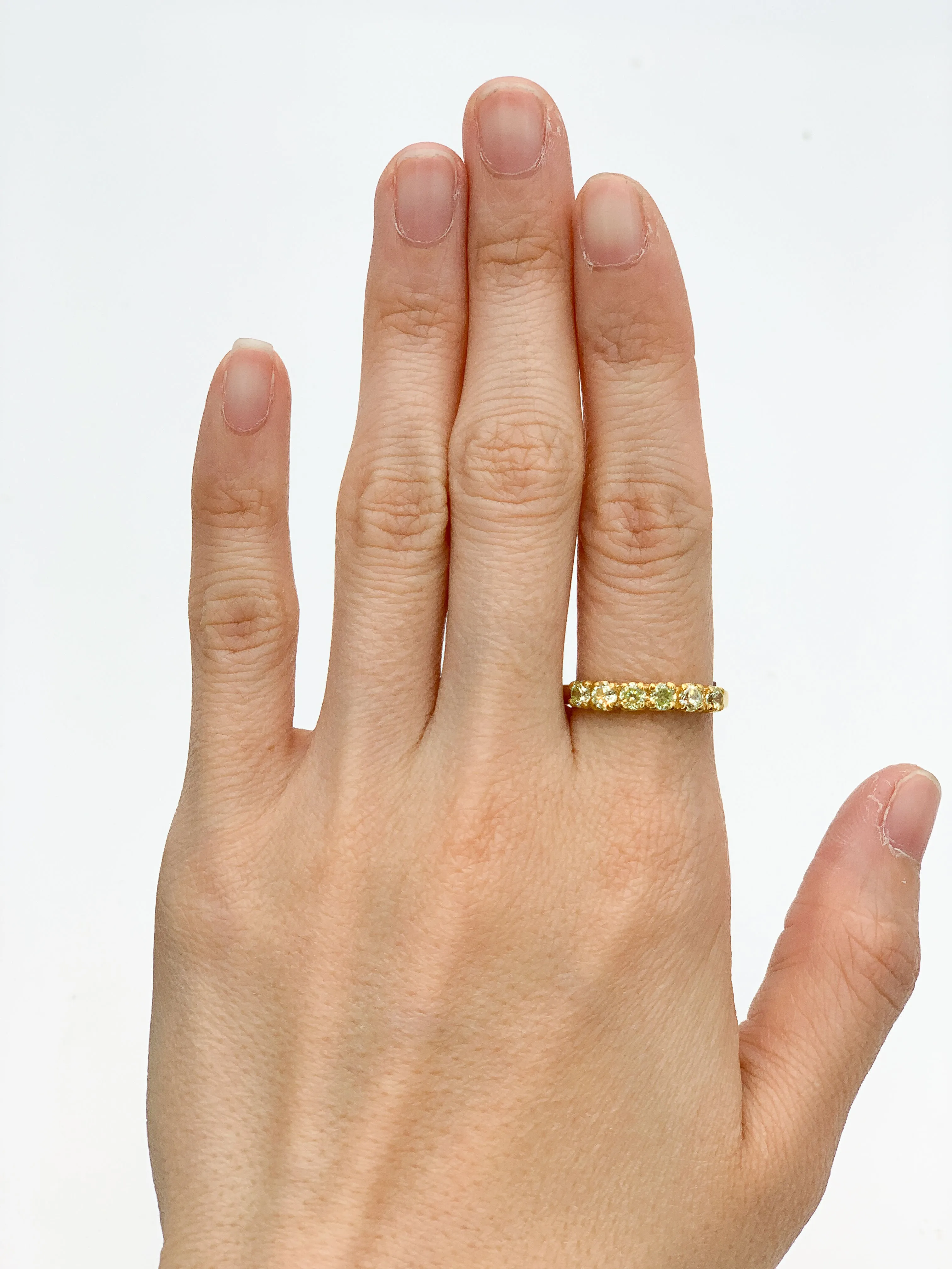 Gold Peridot Ring - Peridot Eternity Band -  August Birthstone Ring