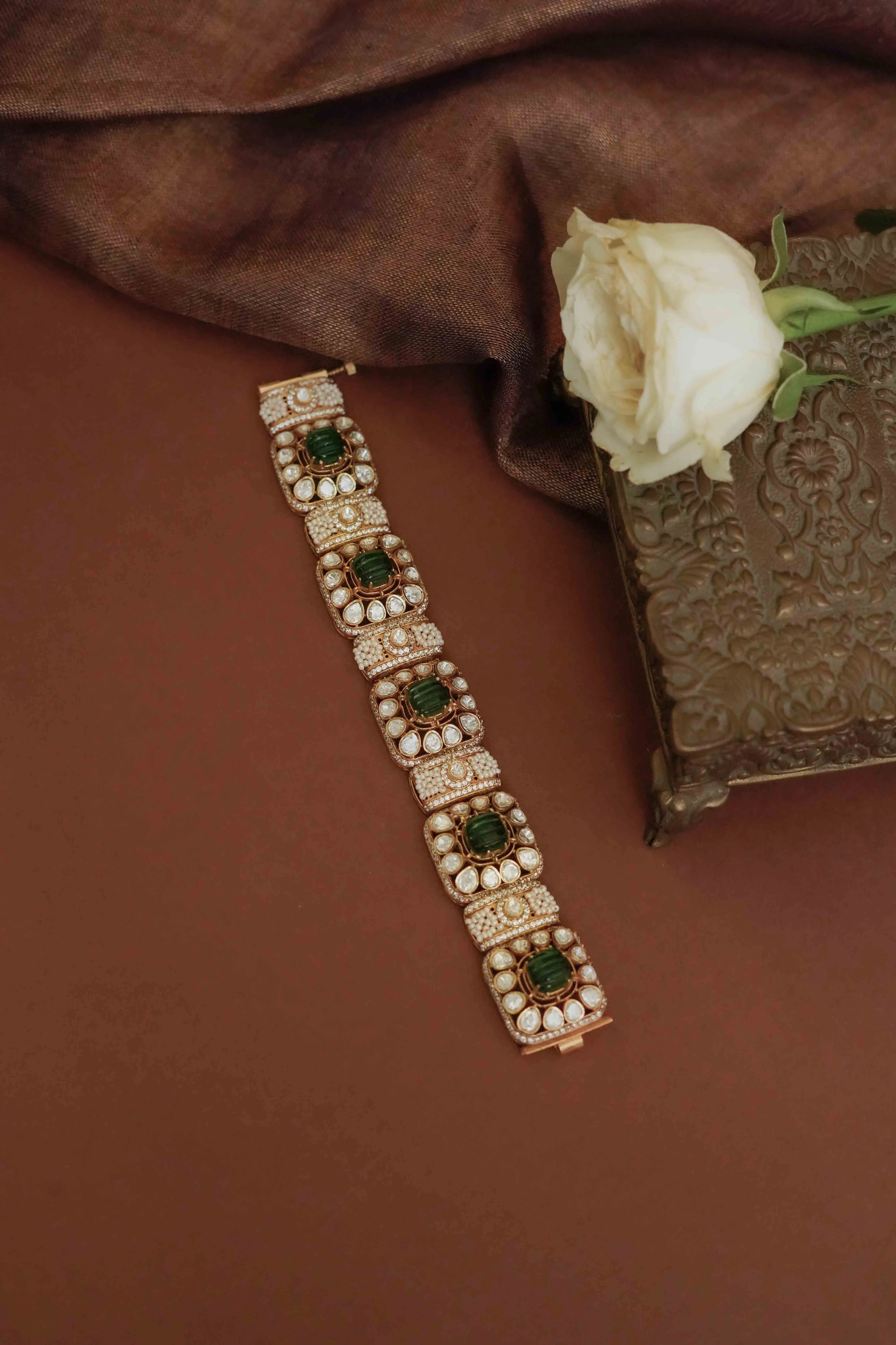 Green Color Gold Plated Moissanite Bracelet - MO-BRAC1GR