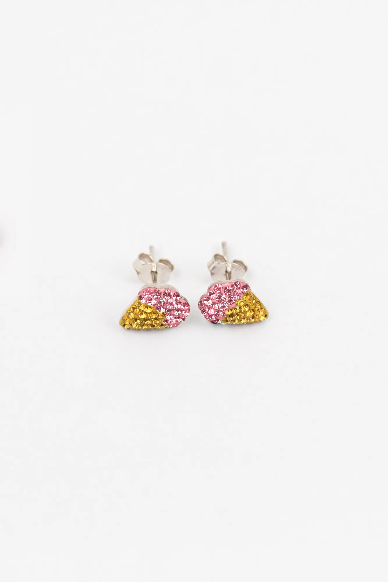 Ice Cream Cone Crystal Stud Sterling Silver Earrings