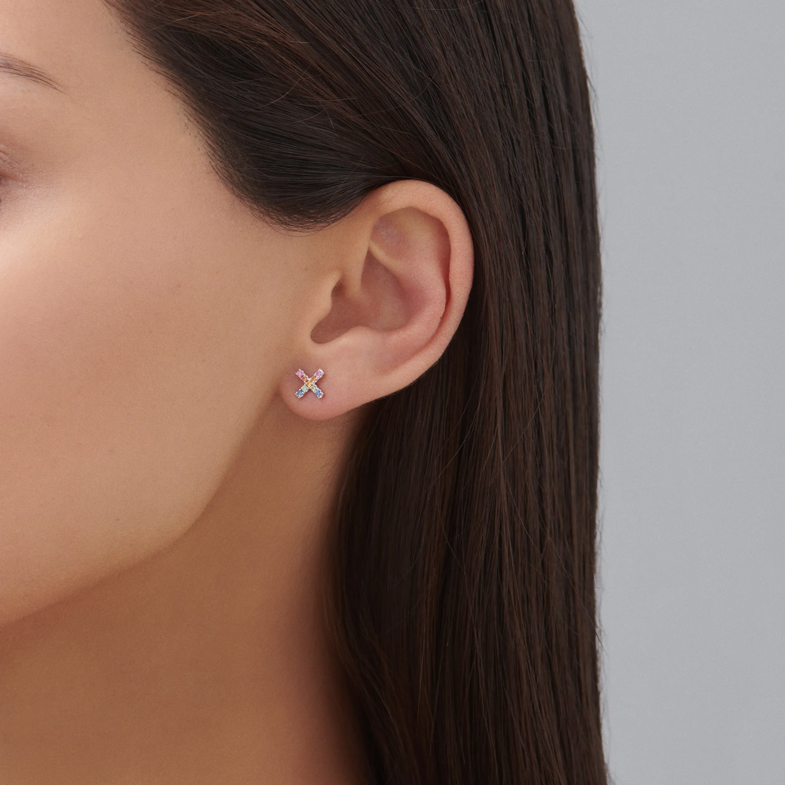 Icon Kiss Rainbow Sapphire Earrings | White Gold