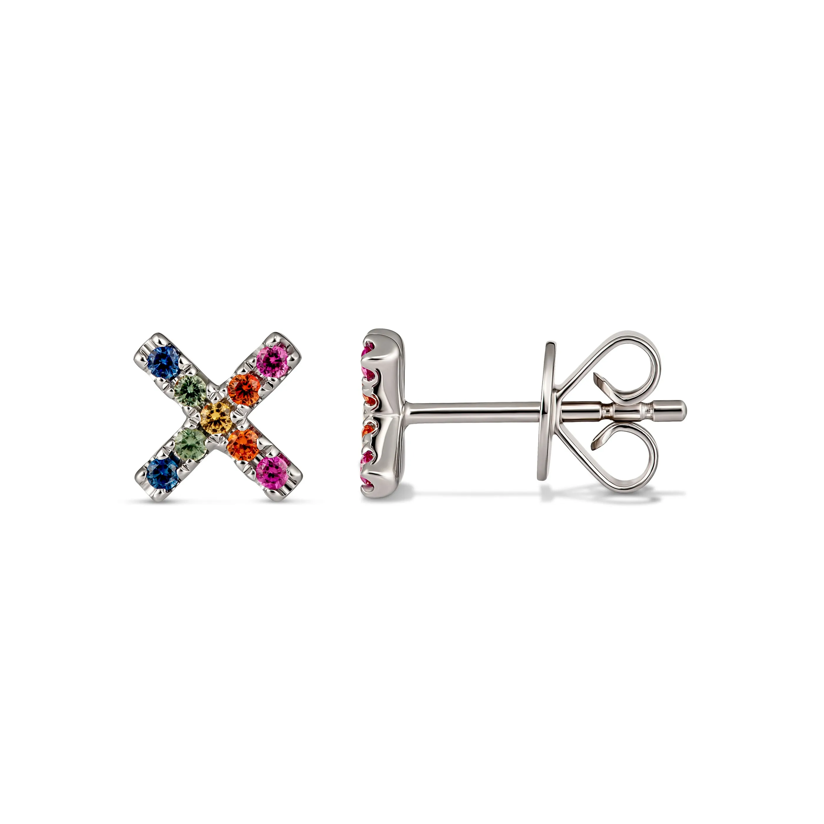 Icon Kiss Rainbow Sapphire Earrings | White Gold