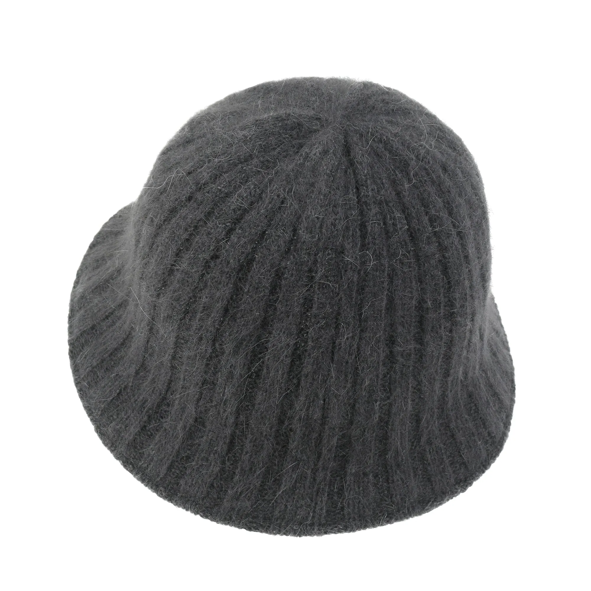 ililily Crochet Knitted Angora Blended Fedora Color Winter Bucket Hat