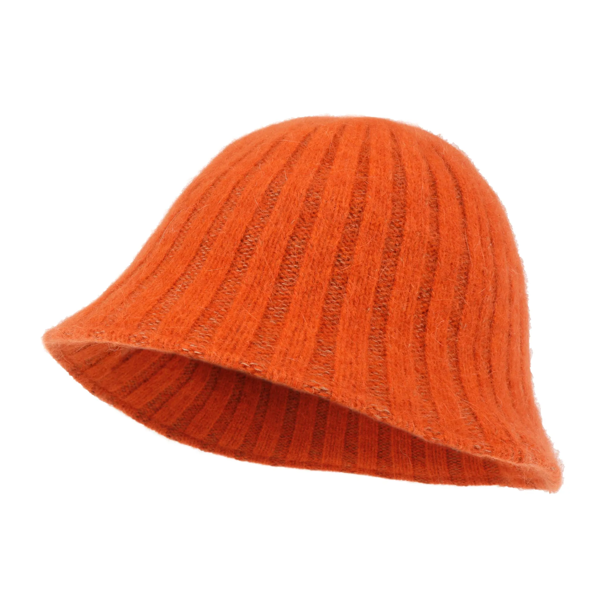 ililily Crochet Knitted Angora Blended Fedora Color Winter Bucket Hat