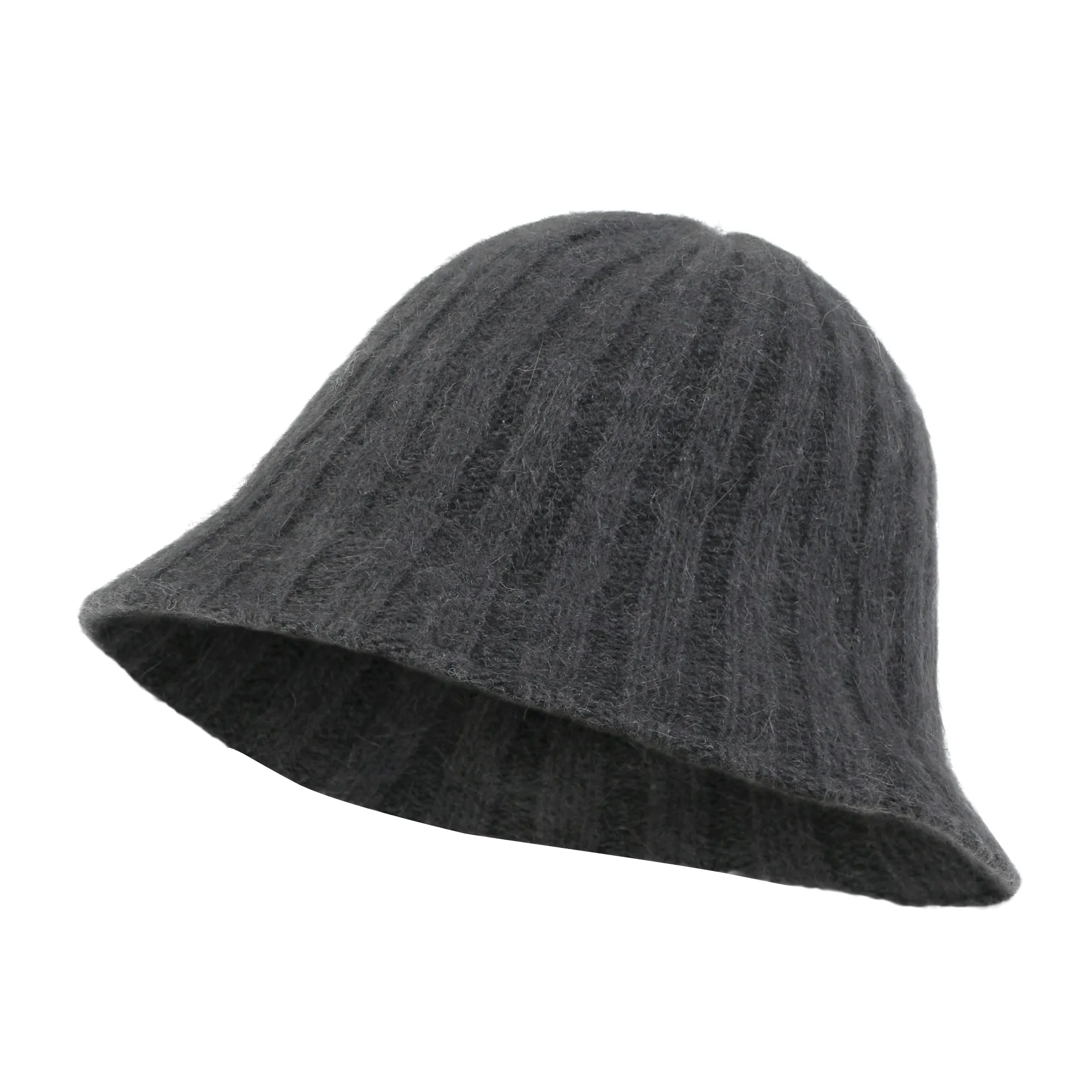 ililily Crochet Knitted Angora Blended Fedora Color Winter Bucket Hat