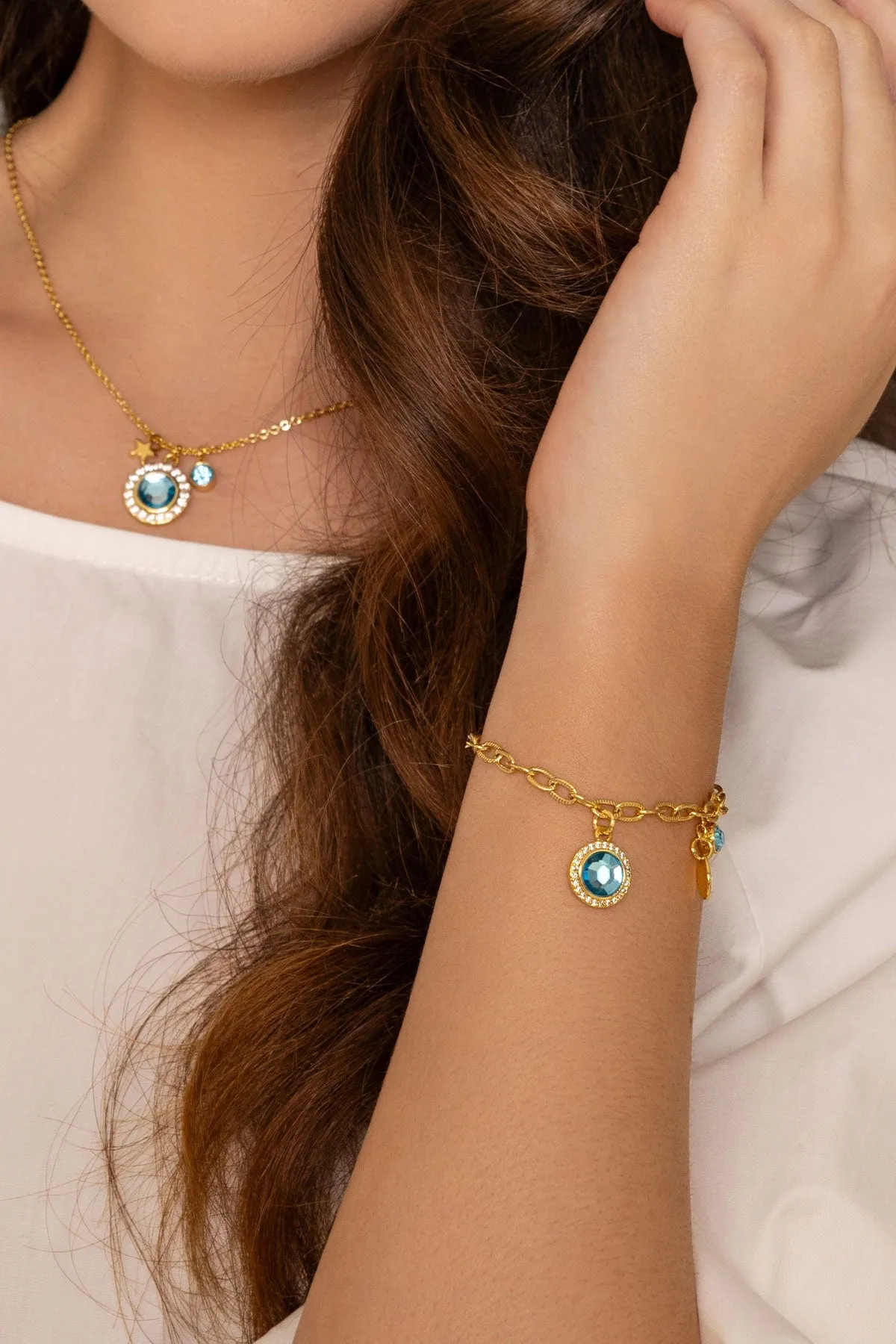 March Birthstone Charm Bracelet