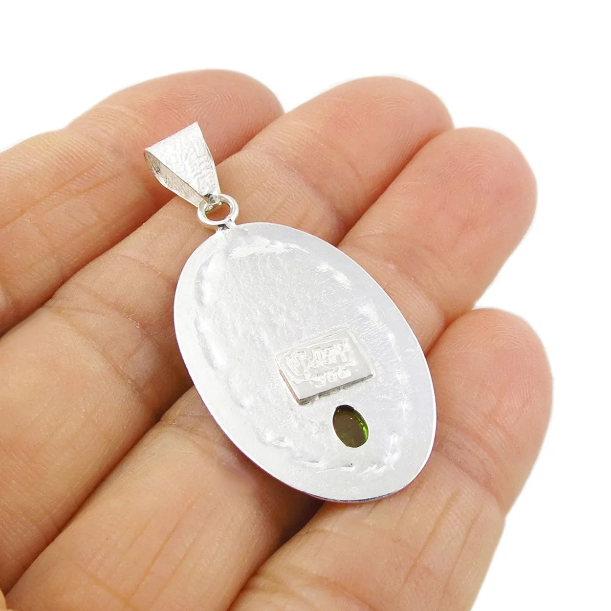 Maria Belen Silver and Peridot Pendant Necklace