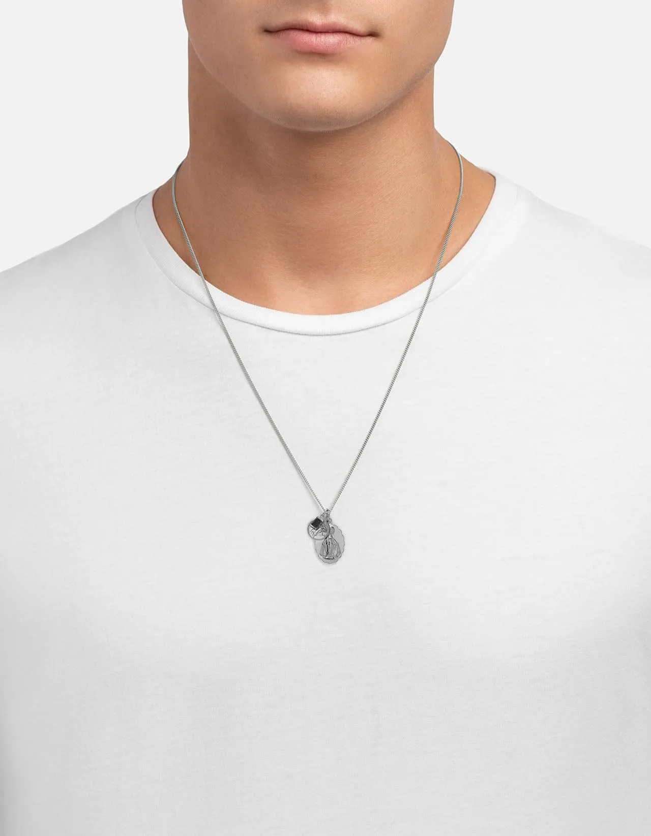 Mini Saints Onyx Trilogy Necklace, Sterling Silver