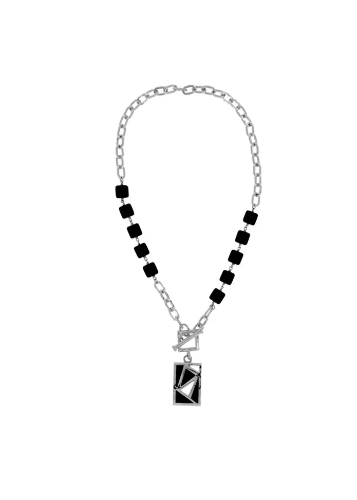Myka -  Rectangle Cutout Drop Necklace