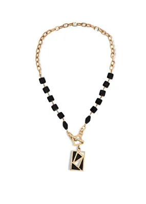 Myka -  Rectangle Cutout Drop Necklace