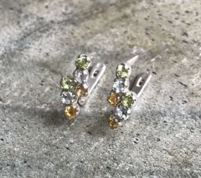 Natural Topaz Earrings - Colorful Dainty Earrings - Vintage Multistone Earrings